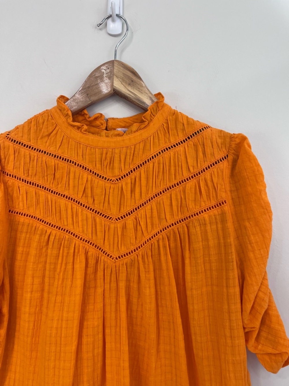 Veronica Beard Frasier Blouse Womens Size 4 Victorian Romantic Orange Cotton - Picture 7 of 11
